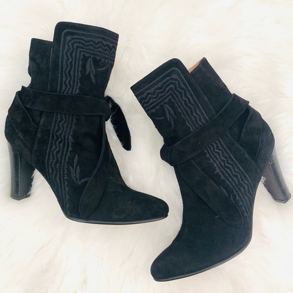 Ulla Johnson Black Aggie Embroidered Boots - Picture 2 of 11